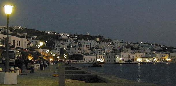 Mykonos at night